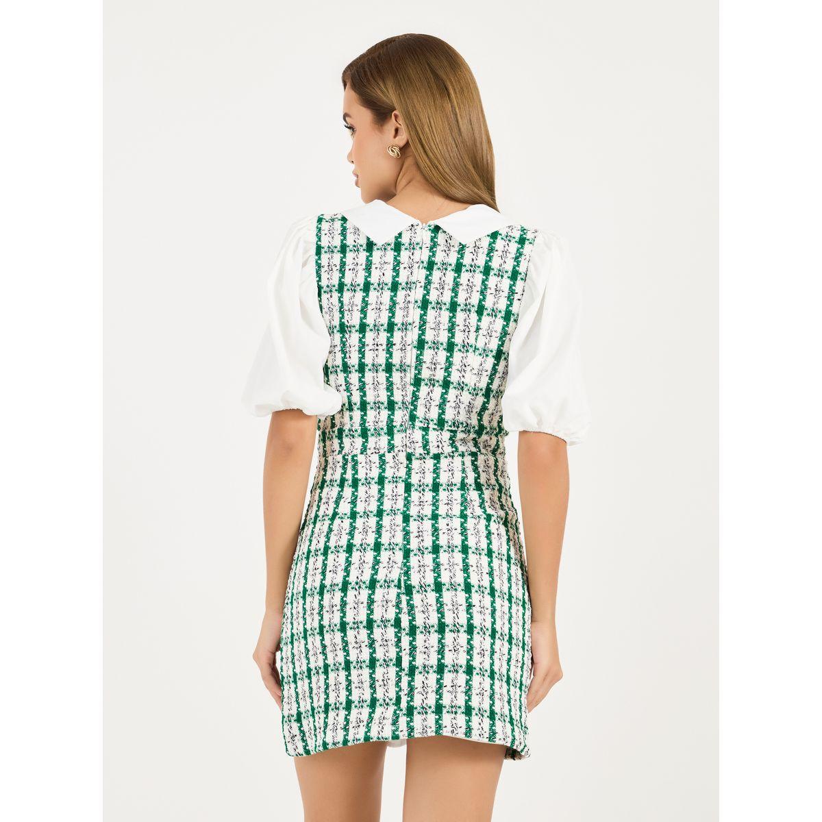 Styli Checked Pattern Tweed Mini Dress-women-clothing-dresses-image-6