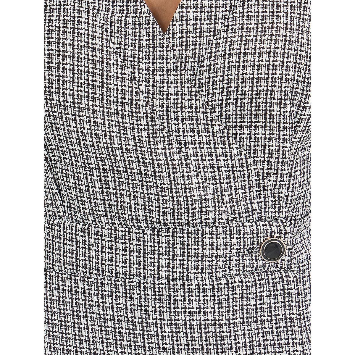 Styli Tweed 3/4 Sleeves Wrap Midi Dress-women-clothing-dresses-image-3