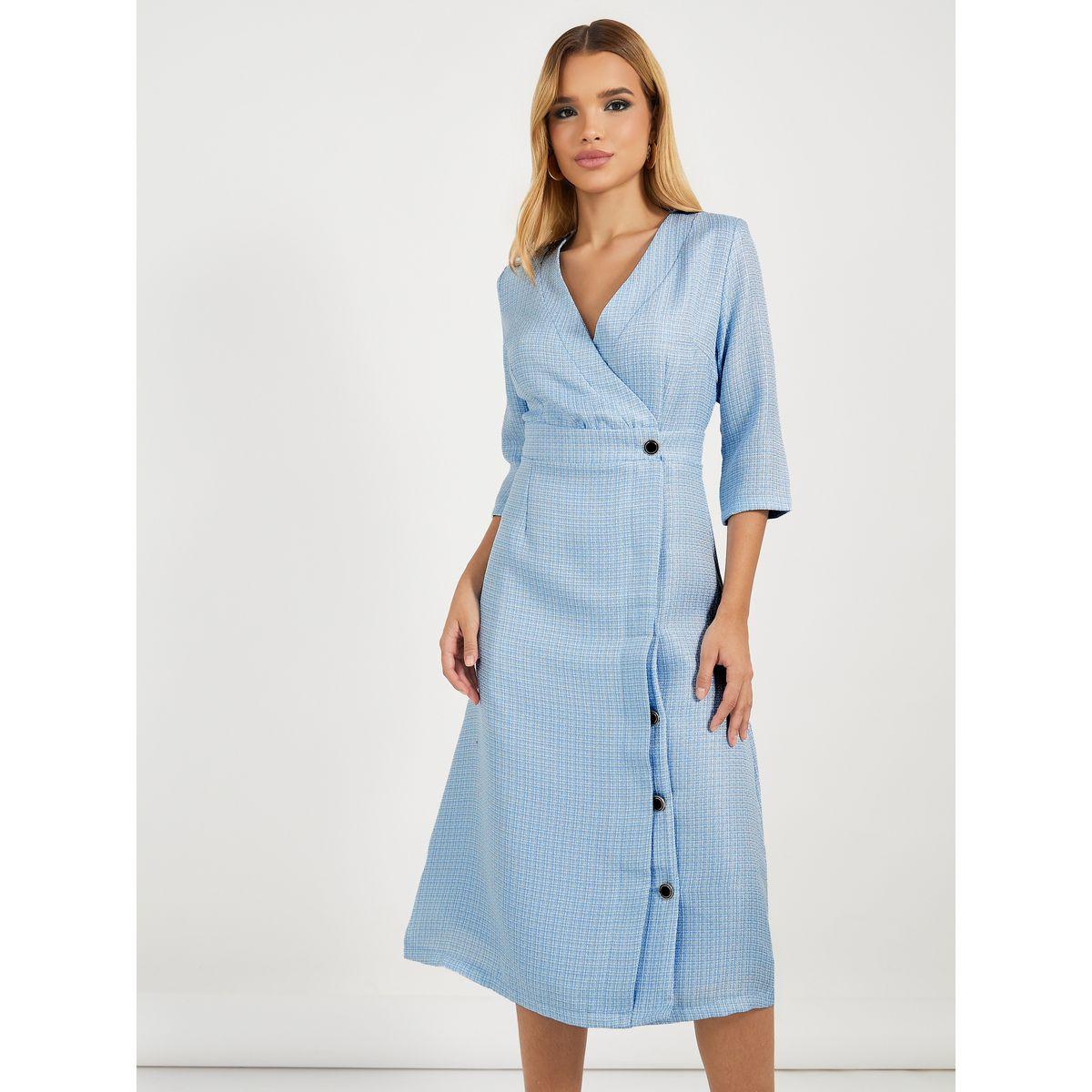 فستان ميدي تويد بنمط لف وأكمام 3/4-women-clothing-dresses-image-2