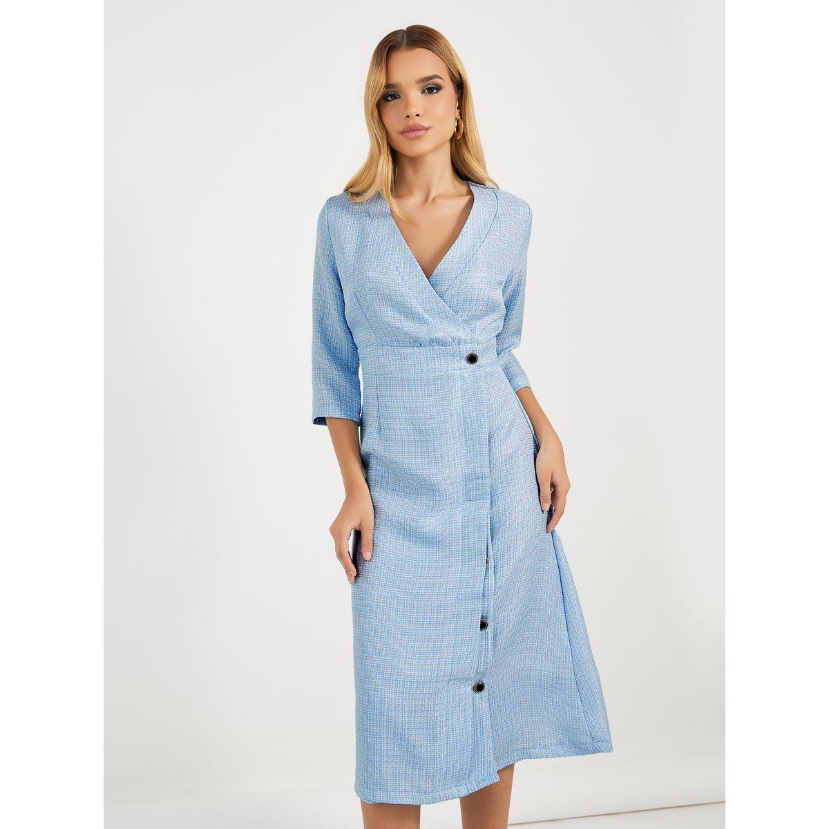 فستان ميدي تويد بنمط لف وأكمام 3/4-women-clothing-dresses-image-5