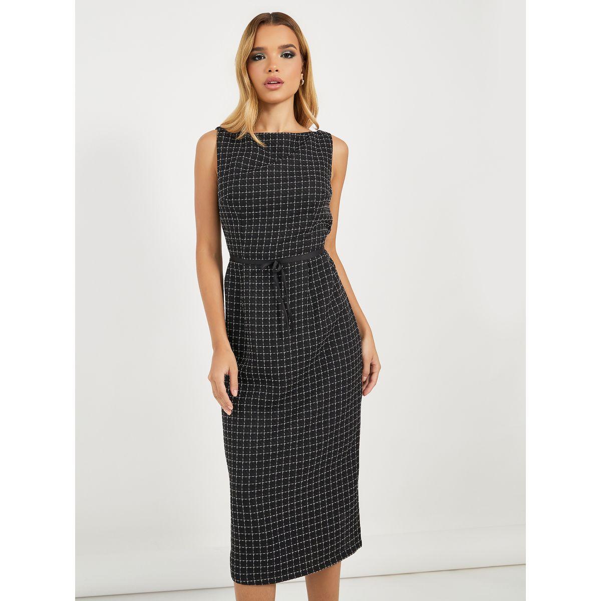 فستان ميدي ضيق بلا أكمام مع ياقة بنمط قارب-women-clothing-dresses-image-5