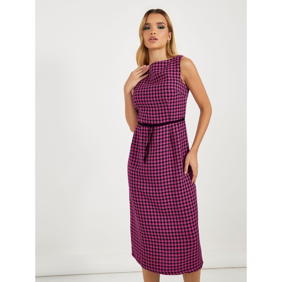Styli Checked Boat Neck Sleeveless Bodycon Midi Dress-women-clothing-dresses-image-2