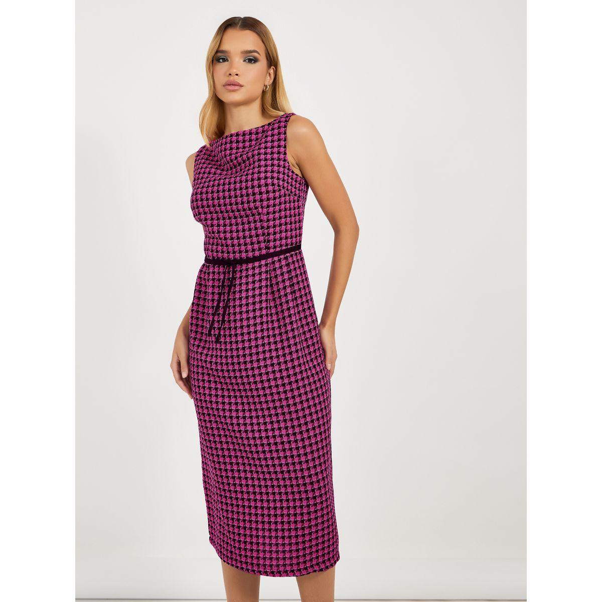 فستان ميدي بديكون بلا أكمام مع ياقة بنمط قارب-women-clothing-dresses-image-5