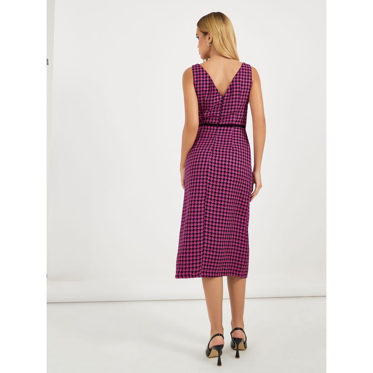 Styli Checked Boat Neck Sleeveless Bodycon Midi Dress-women-clothing-dresses-image-6