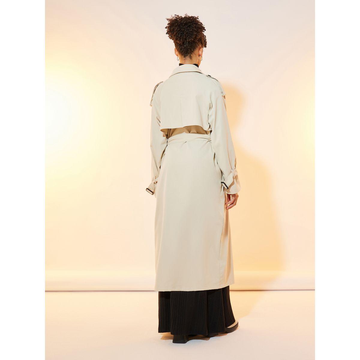 معطف ترنش بقصة عادية وصدر مزدوج مع حزام-women-clothing-coatsandjackets-coats-image-5