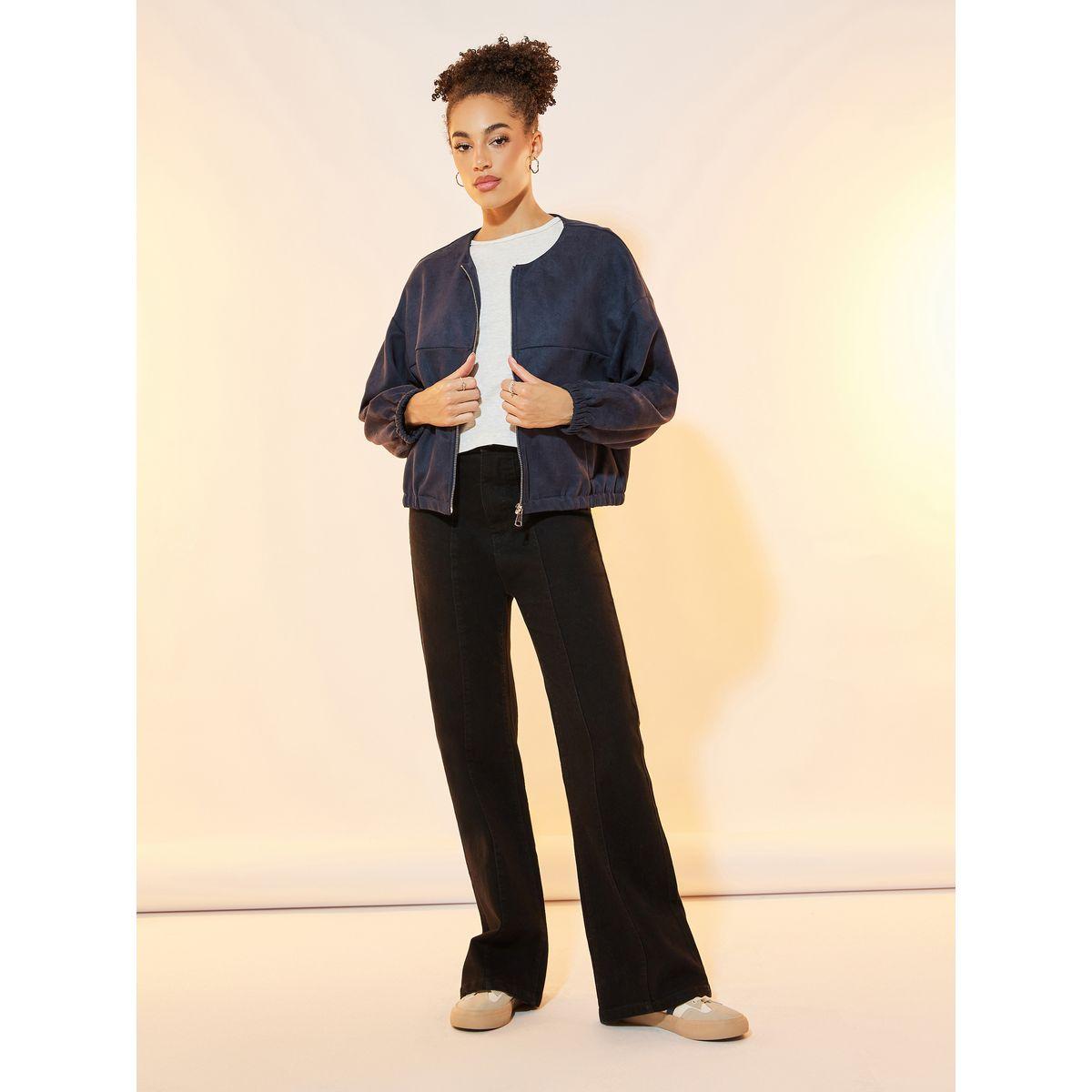 Styli Suede Look Front Zip Regular Fit Jacket-women-winterwear-coatsandjackets-jackets-image-2