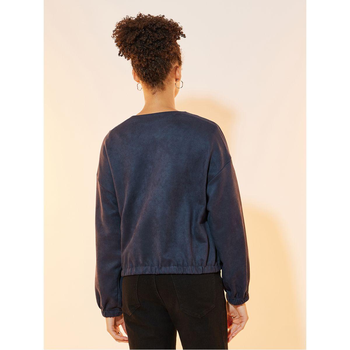 Styli Suede Look Front Zip Regular Fit Jacket-women-winterwear-coatsandjackets-jackets-image-6