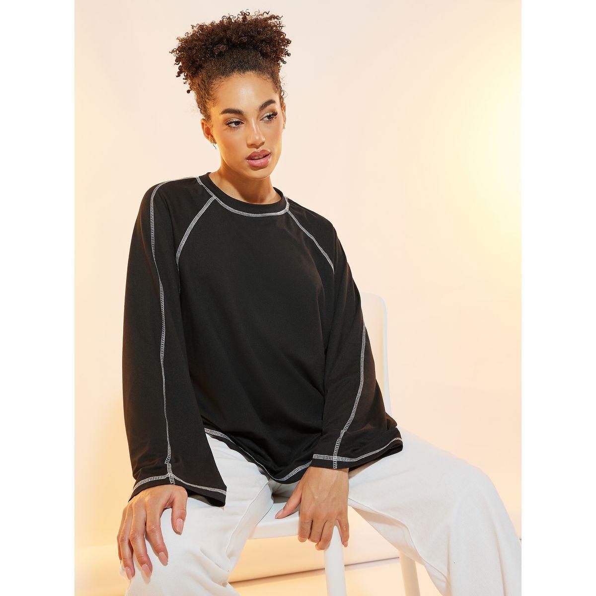 Styli Contrast Top Stitching Raglan Sleeve T-Shirt-women-clothing-tshirts-image-1