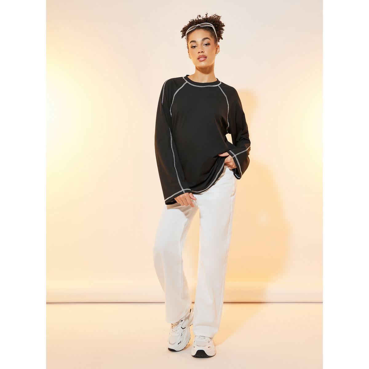 Styli Contrast Top Stitching Raglan Sleeve T-Shirt-women-clothing-tshirts-image-2
