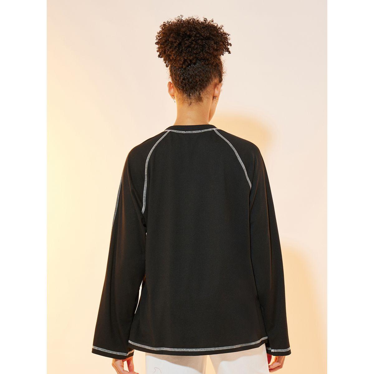 Styli Contrast Top Stitching Raglan Sleeve T-Shirt-women-clothing-tshirts-image-5