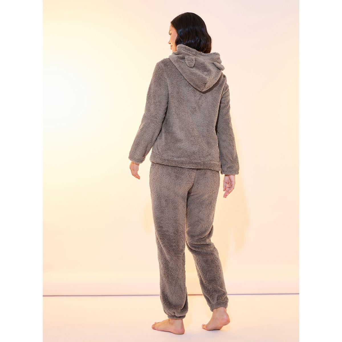 Styli Fleece Rabbit Ear Detail Hoodie & Straight Leg Pyjama Set-women-clothing-nightwear-pyjamas-longsets-image-5