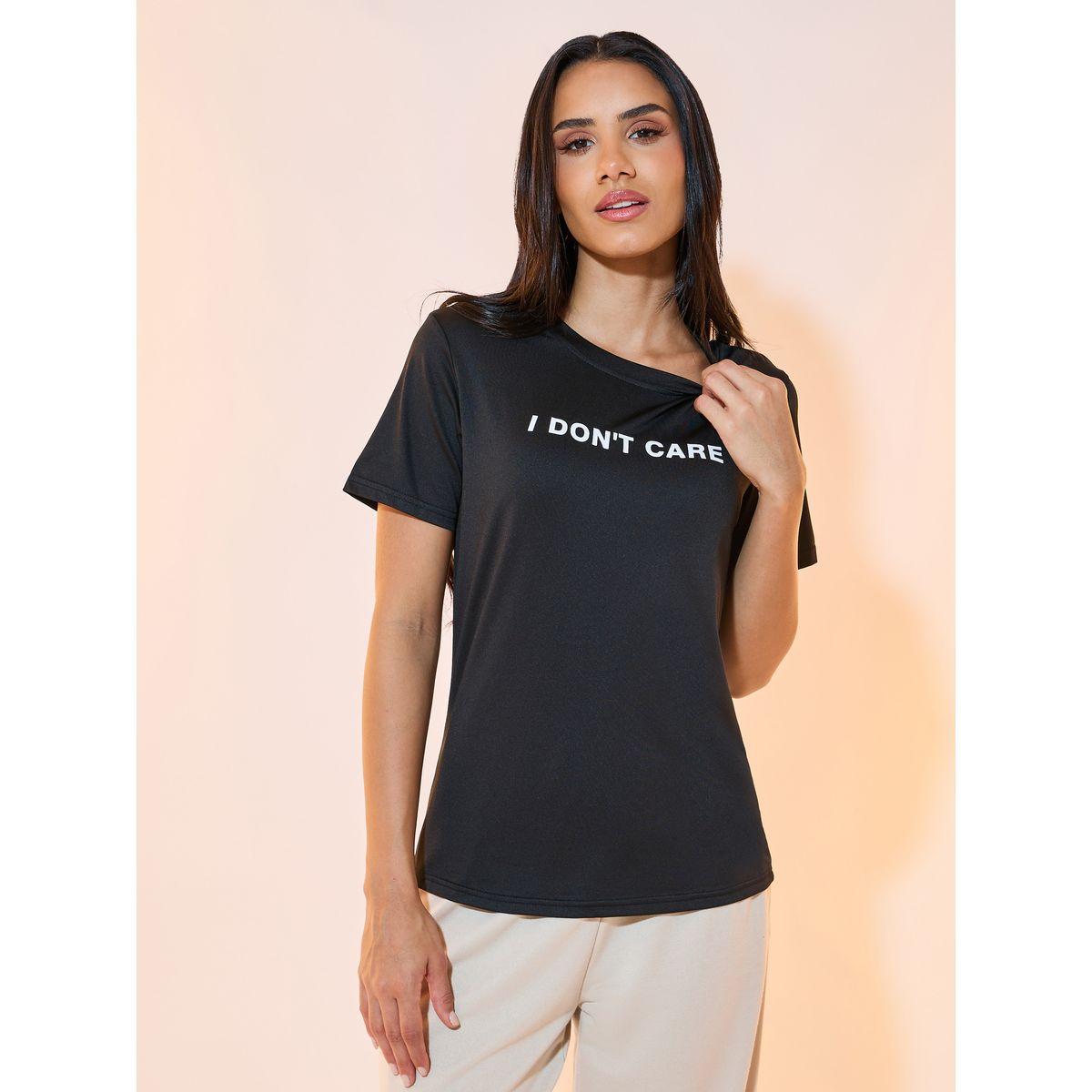 تيشيرت بقصة عادية وطبعة كتابة-women-clothing-tshirts-image-1