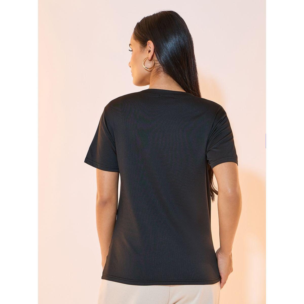 تيشيرت بقصة عادية وطبعة كتابة-women-clothing-tshirts-image-4
