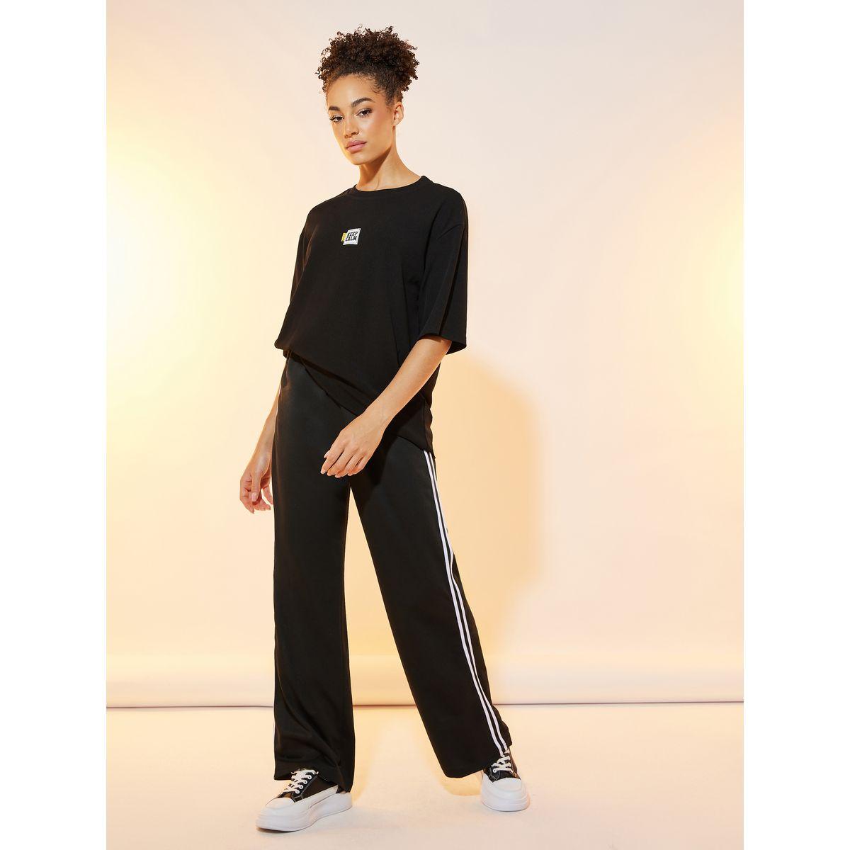 Styli Slogan Text Patch Detail Oversized T-Shirt-women-clothing-tshirts-image-3