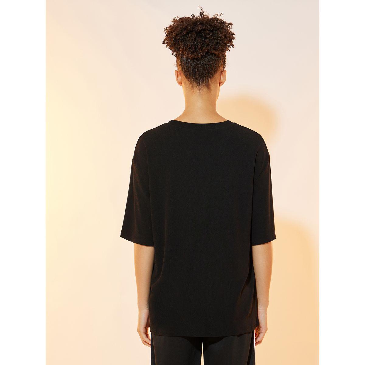 Styli Slogan Text Patch Detail Oversized T-Shirt-women-clothing-tshirts-image-5