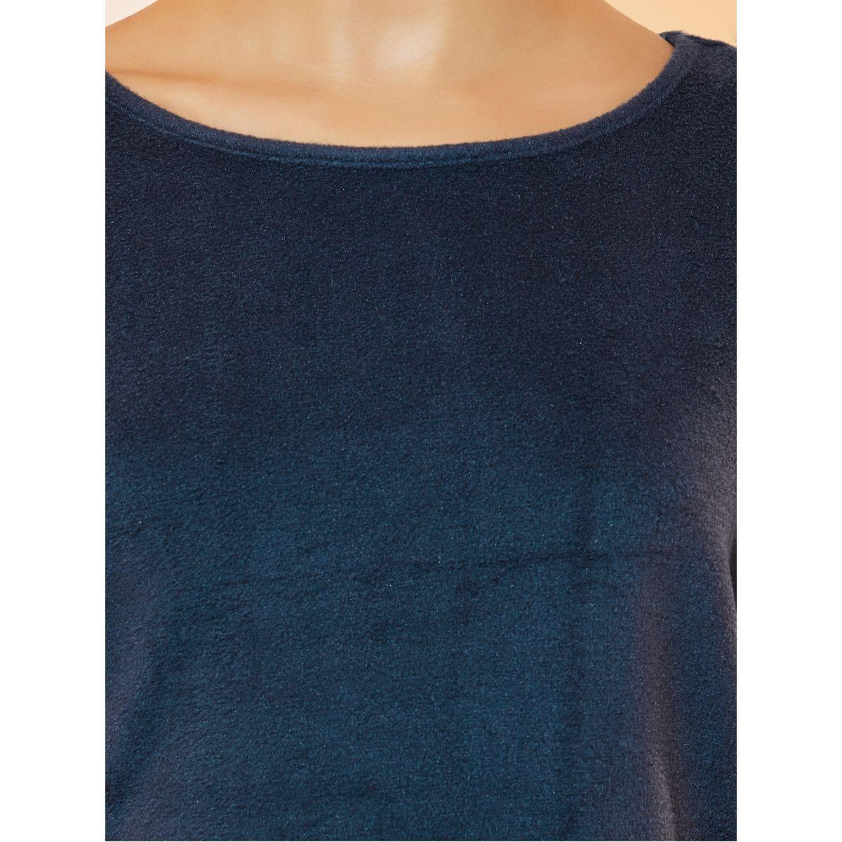 Take Two Solid Fleece Round Neck T-Shirt and Straight Leg Pyjama Set-women-clothing-nightwear-pyjamas-longsets-image-3