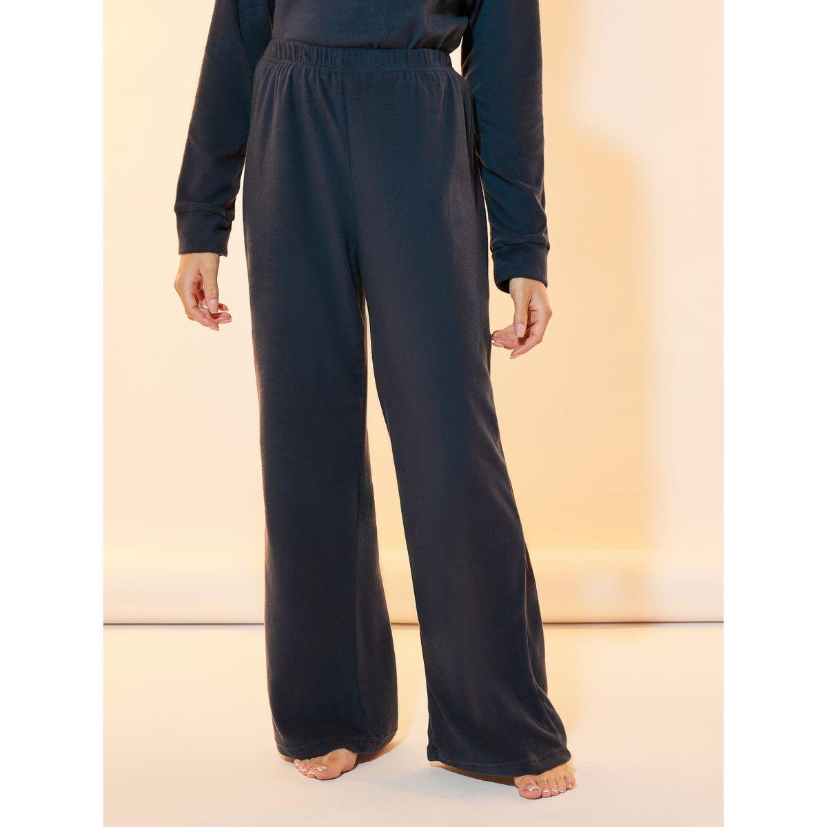 Take Two Solid Fleece Round Neck T-Shirt and Straight Leg Pyjama Set-women-clothing-nightwear-pyjamas-longsets-image-4