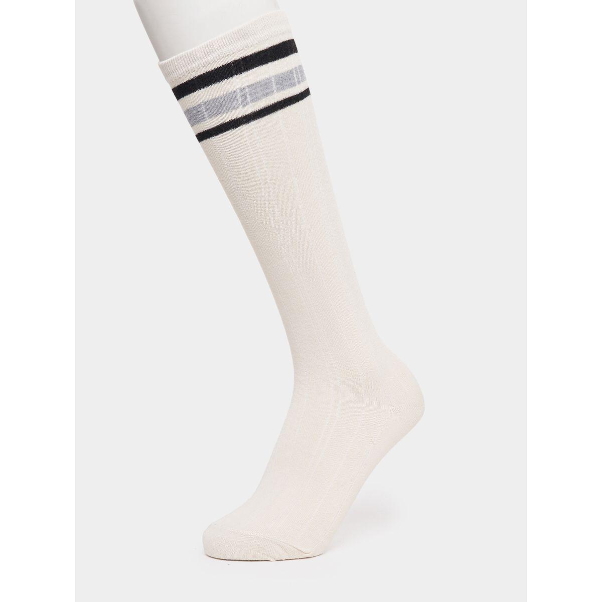 Styli Set of 2 - Striped Cuff Detail High Socks-women-socksandstockings-image-2