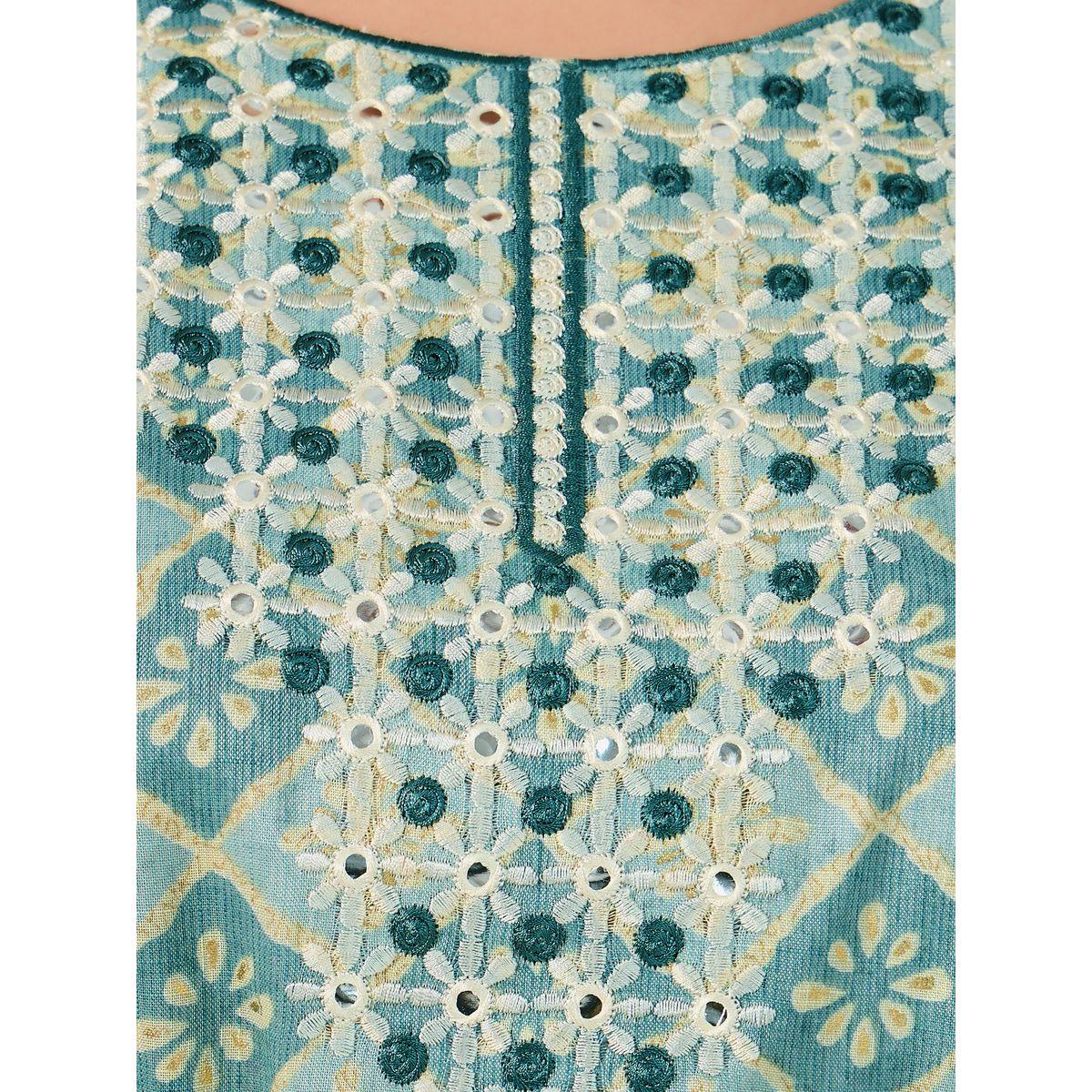 جلابية مطرزة بطباعة كاملة مع تفاصيل ربطة الخصر-women-arabicclothing-jalabiyas-image-3