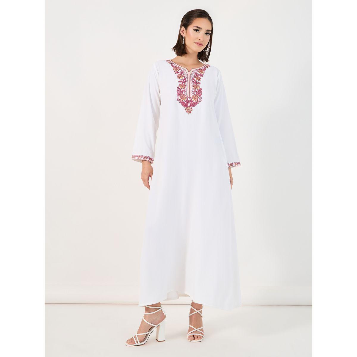 Styli Embroidered Notch Neck Jalabiya-women-arabicclothing-jalabiyas-image-4