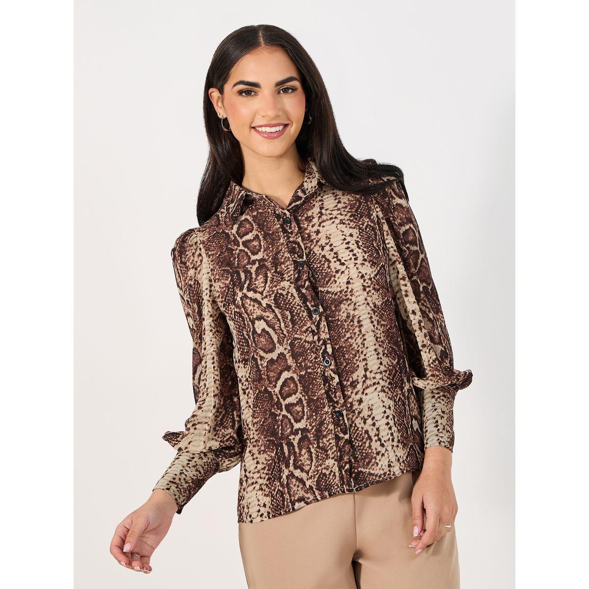 Styli Leopard Print Balloon Sleeves Shirt-women-clothing-shirtsandblouses-shirts-image-1