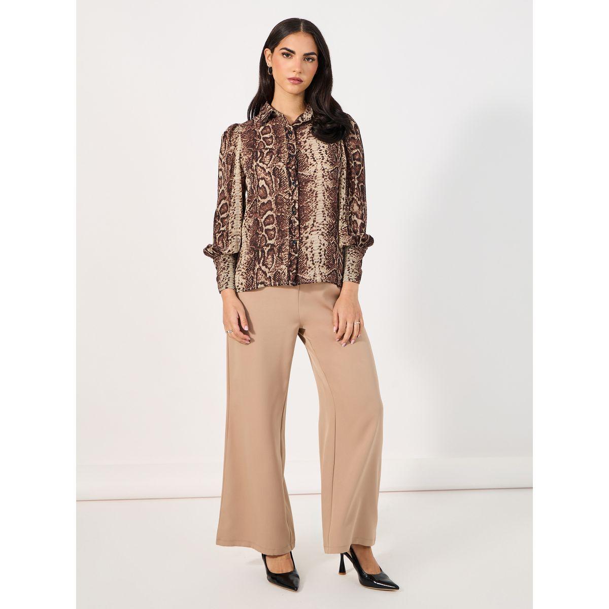 بلوزة بطبعة ليوبارد وأكمام بالون-women-clothing-shirtsandblouses-shirts-image-2