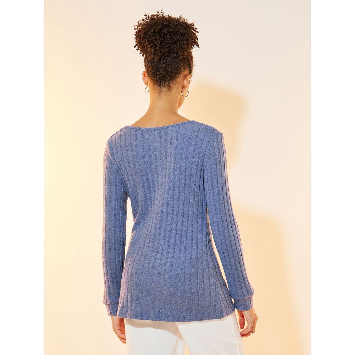 Styli V Neck Rib Knit Top-women-clothing-shirtsandblouses-blouses-image-4