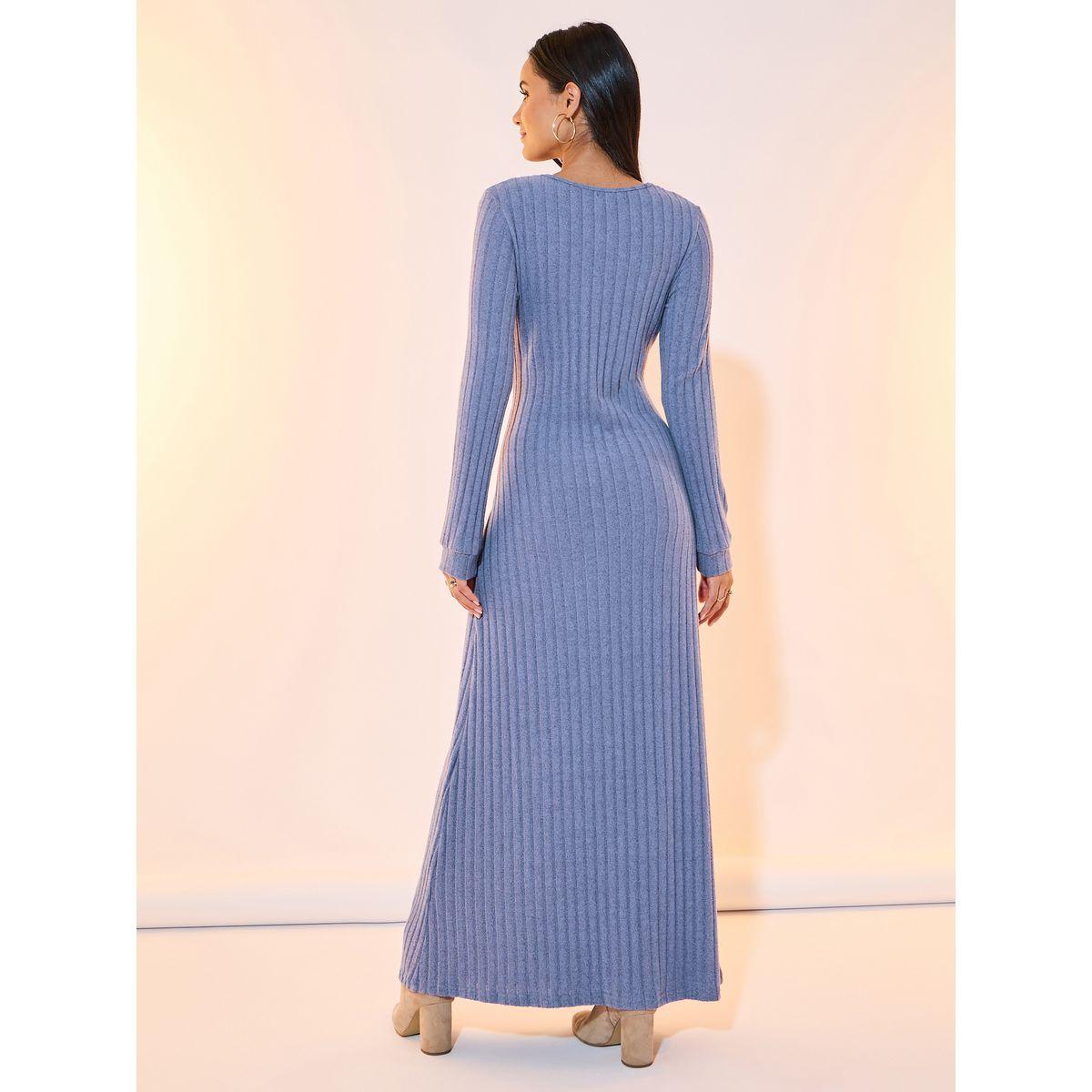 فستان طويل سادة بتفاصيل محبوكة-women-clothing-dresses-image-6