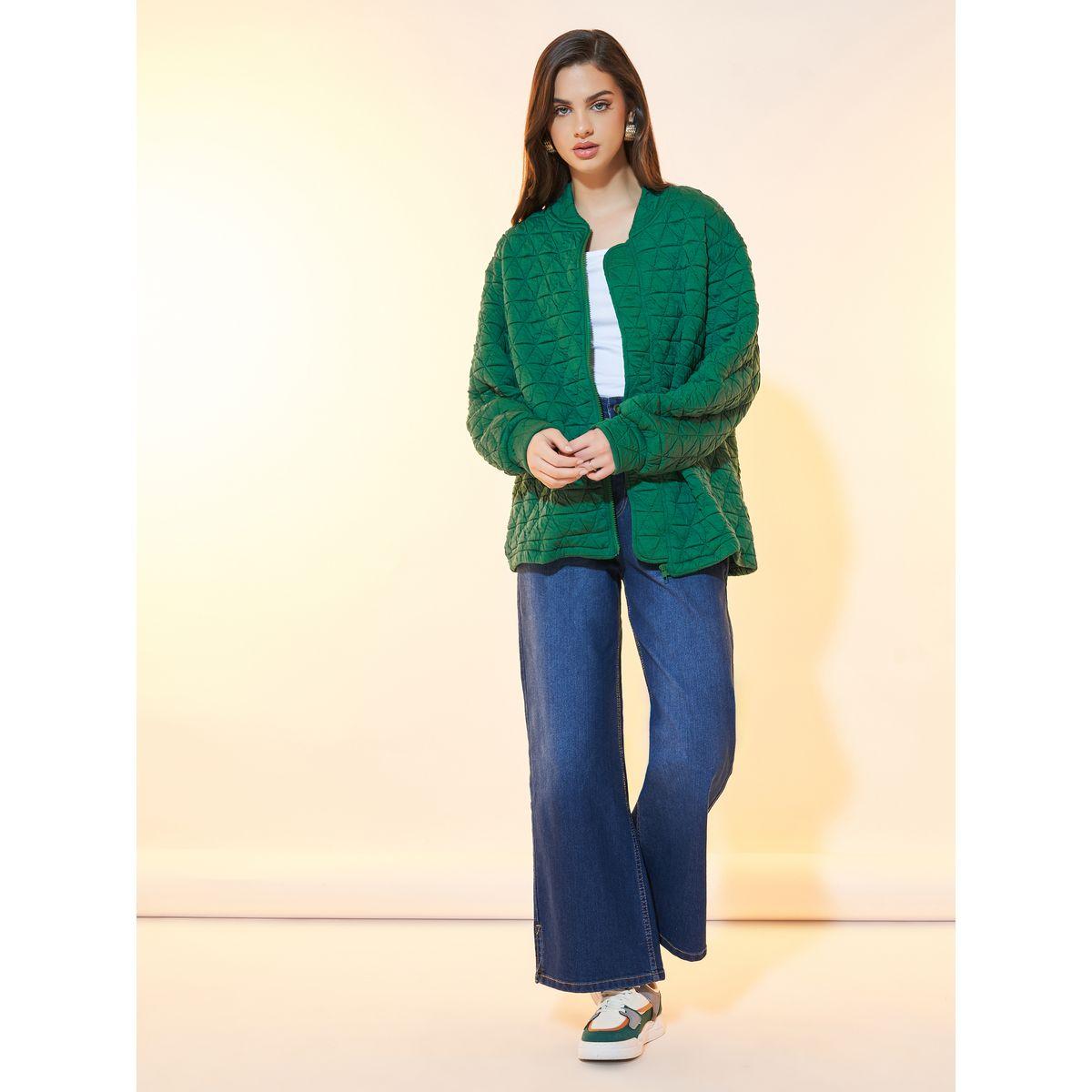 Styli Textured Oversized Geo Pattern Zipper Up Coat-women-winterwear-coatsandjackets-jackets-image-2