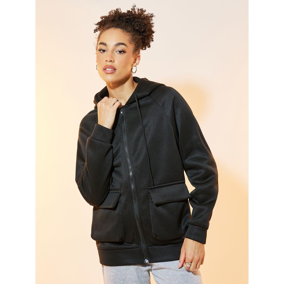 Styli Front Flap Pocket Hooded Jacket-women-winterwear-coatsandjackets-jackets-image-3