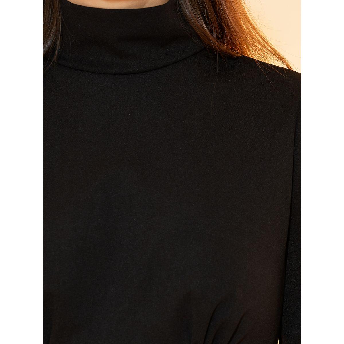 فستان ميدي سادة بياقة عالية وأكمام طويلة-women-clothing-dresses-image-3