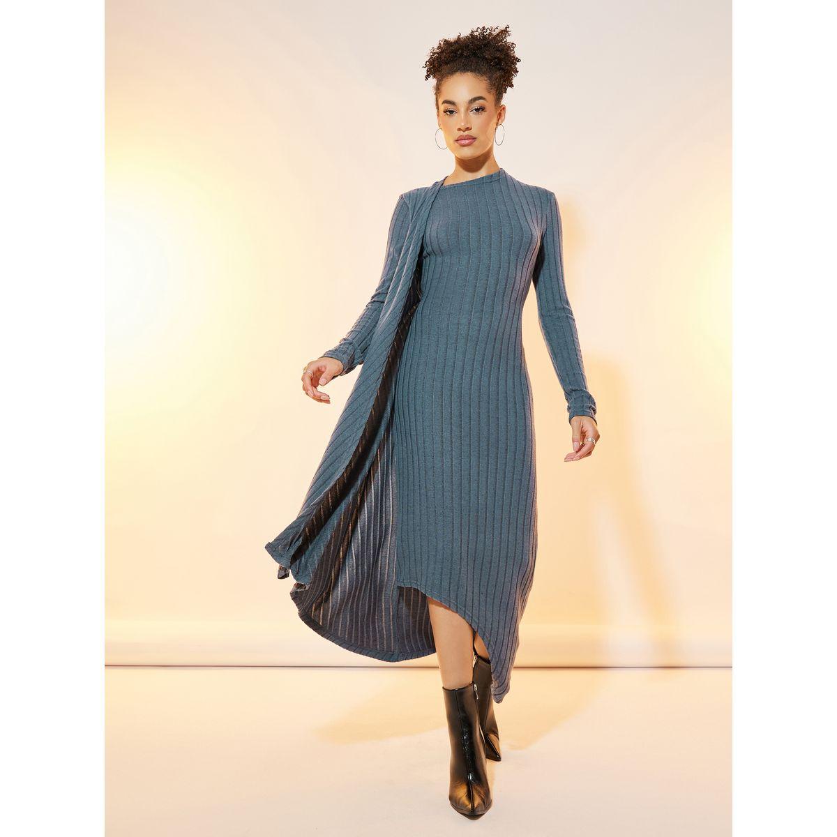 Take Two Ribbed Knit Asymmetric Hem Draped Maxi Dress-women-clothing-dresses-image-1