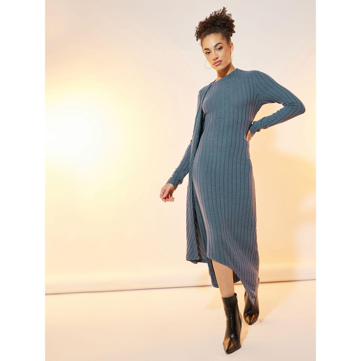 Take Two Ribbed Knit Asymmetric Hem Draped Maxi Dress-women-clothing-dresses-image-4