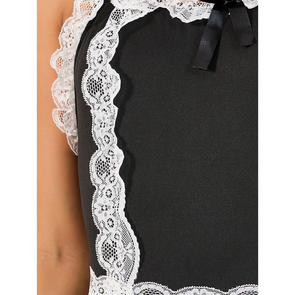 قميص نوم بنمط زي الخادمة مع تفاصيل دانتيل - 5 قطع-women-clothing-lingerie-babydollsandbodysuits-image-2