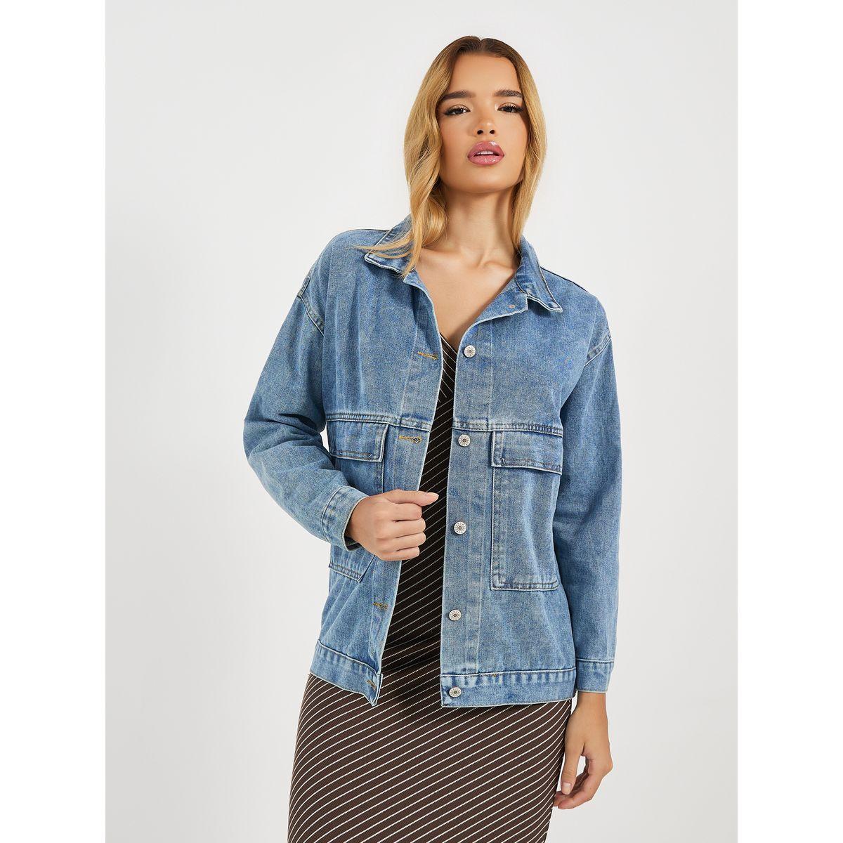 بلوزة دنيم بقصة مريحة وجيوب بغطاء-women-clothing-shirtsandblouses-shirts-image-1