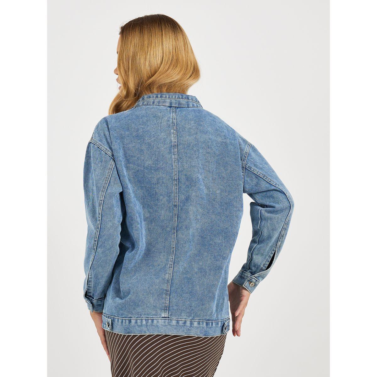 Styli Relaxed Fit Denim Shirt with Flap Pocket-women-clothing-shirtsandblouses-shirts-image-5