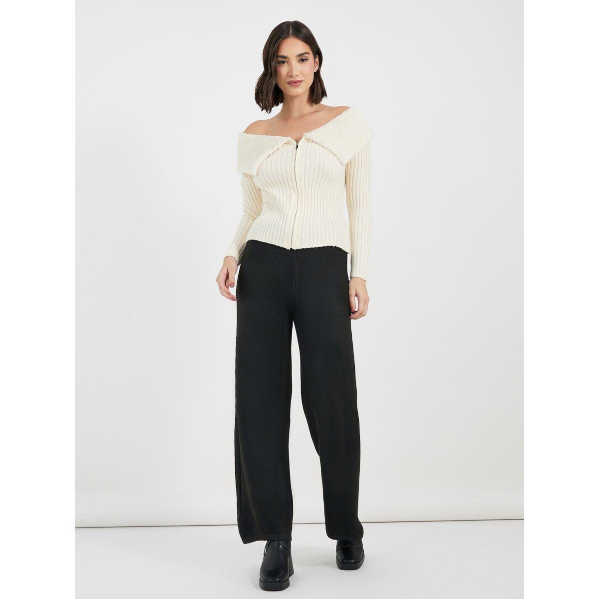 Styli Flat Knit Wide Leg Pants-women-clothing-bottoms-trousers-image-1