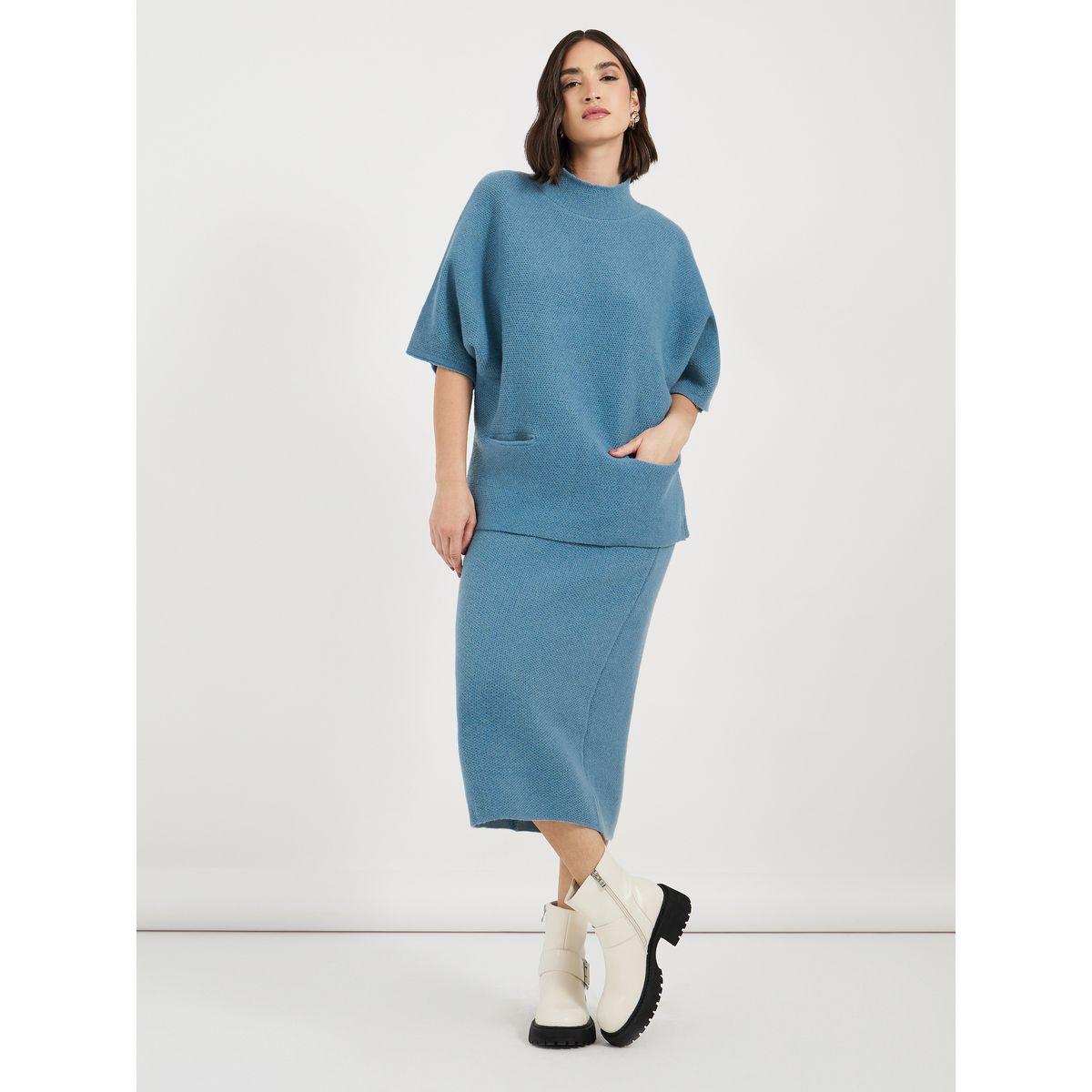 طقم منسق من تنورة ميدي مع سويتر فضفاض-women-clothing-coordsets-image-1