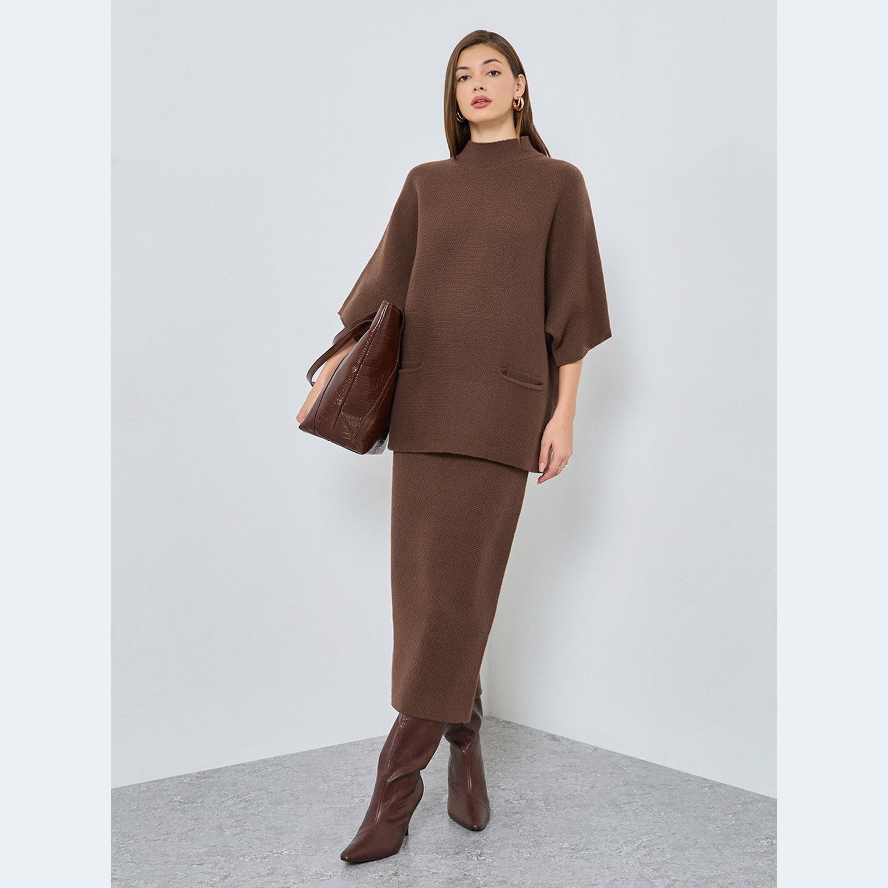 Styli Oversized Knit Sweater and Midi Skirt Co-Ords-women-clothing-coordsets-image-1