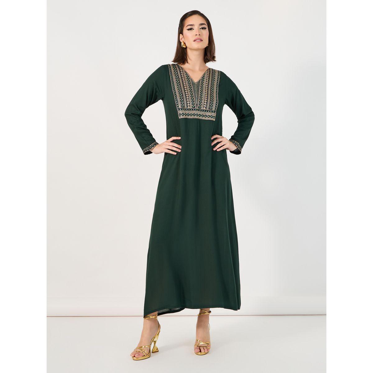 جلابية بياقة V مطرزة-women-arabicclothing-jalabiyas-image-4