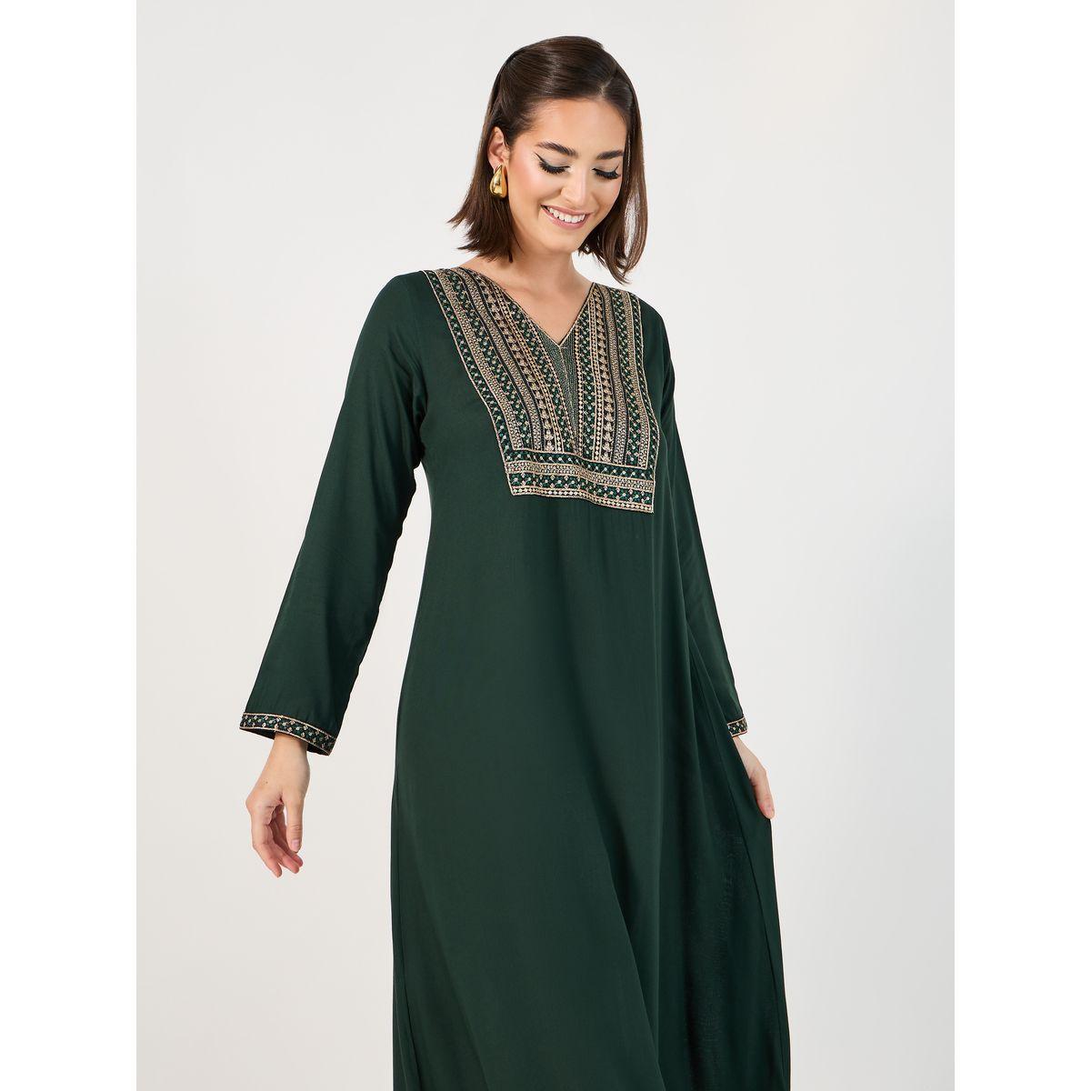 جلابية بياقة V مطرزة-women-arabicclothing-jalabiyas-image-5