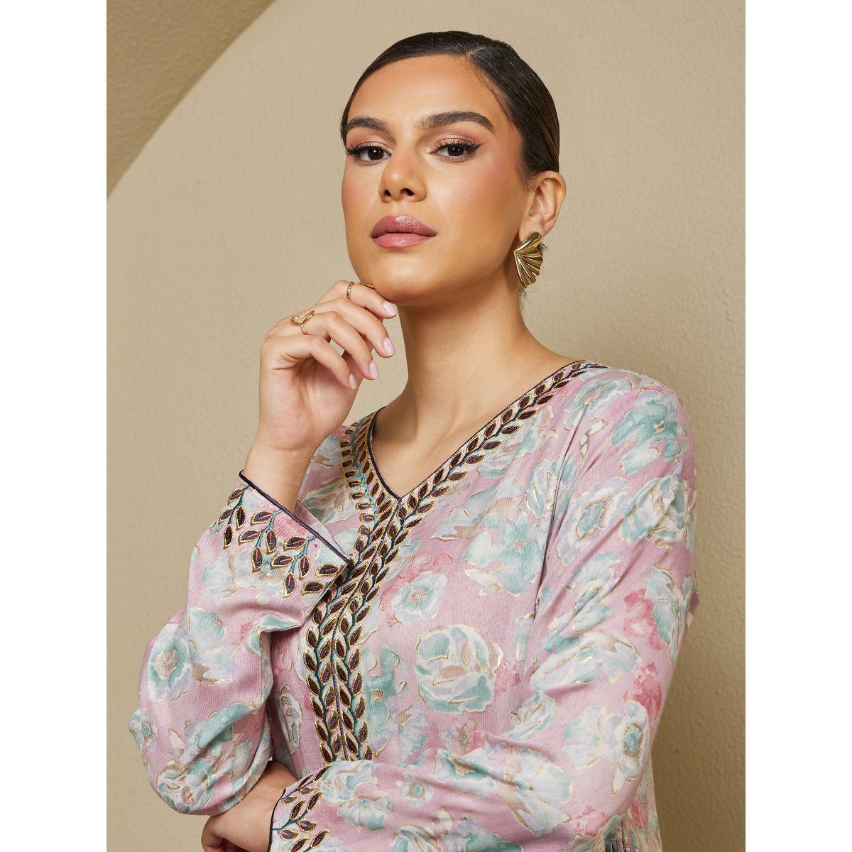 جلابية مُطرّزة بتفاصيل جانبية مُجمعة-women-arabicclothing-jalabiyas-image-5
