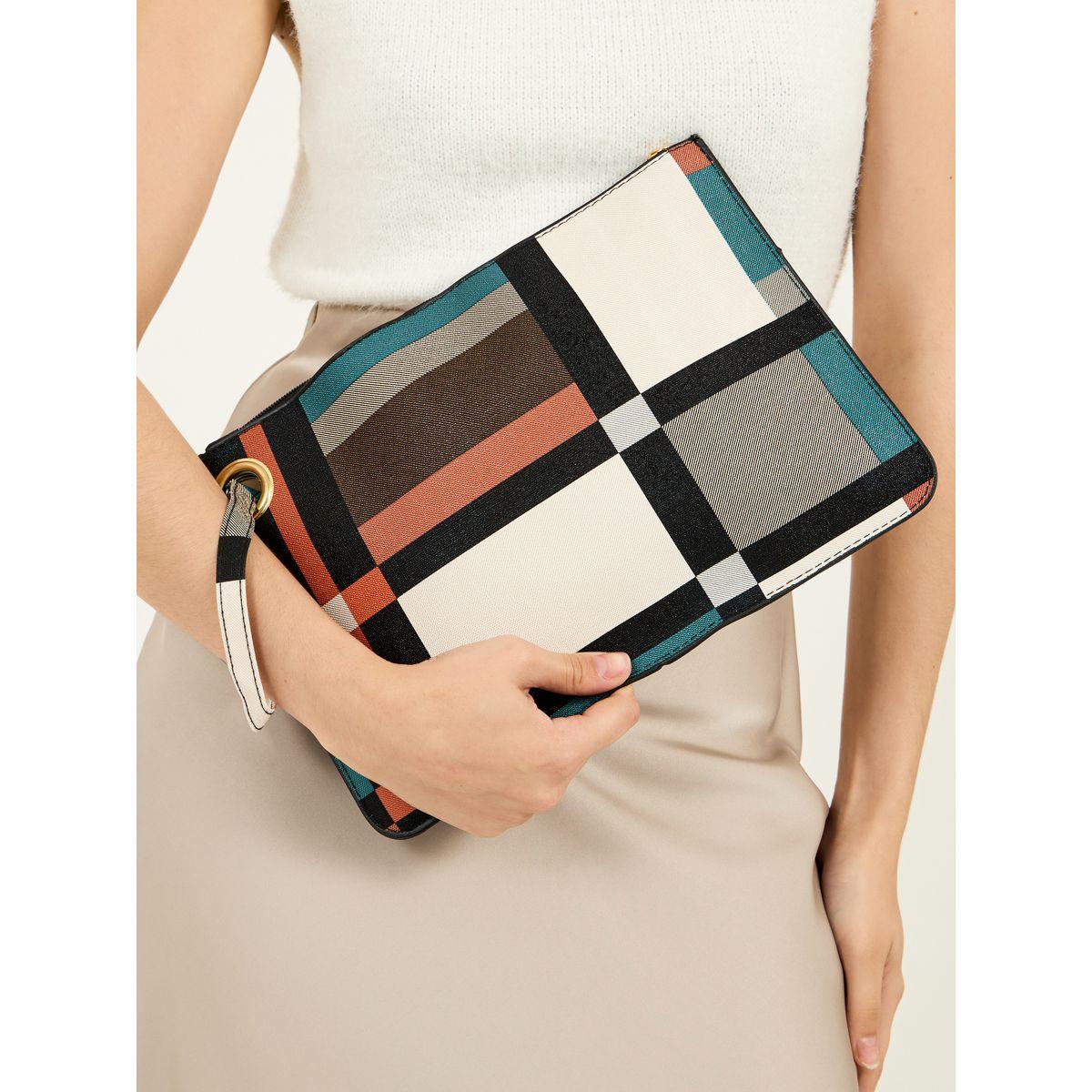 Styli Multi Striped Clutch with Zip Closure-women-bagsandwallets-handbags-image-2
