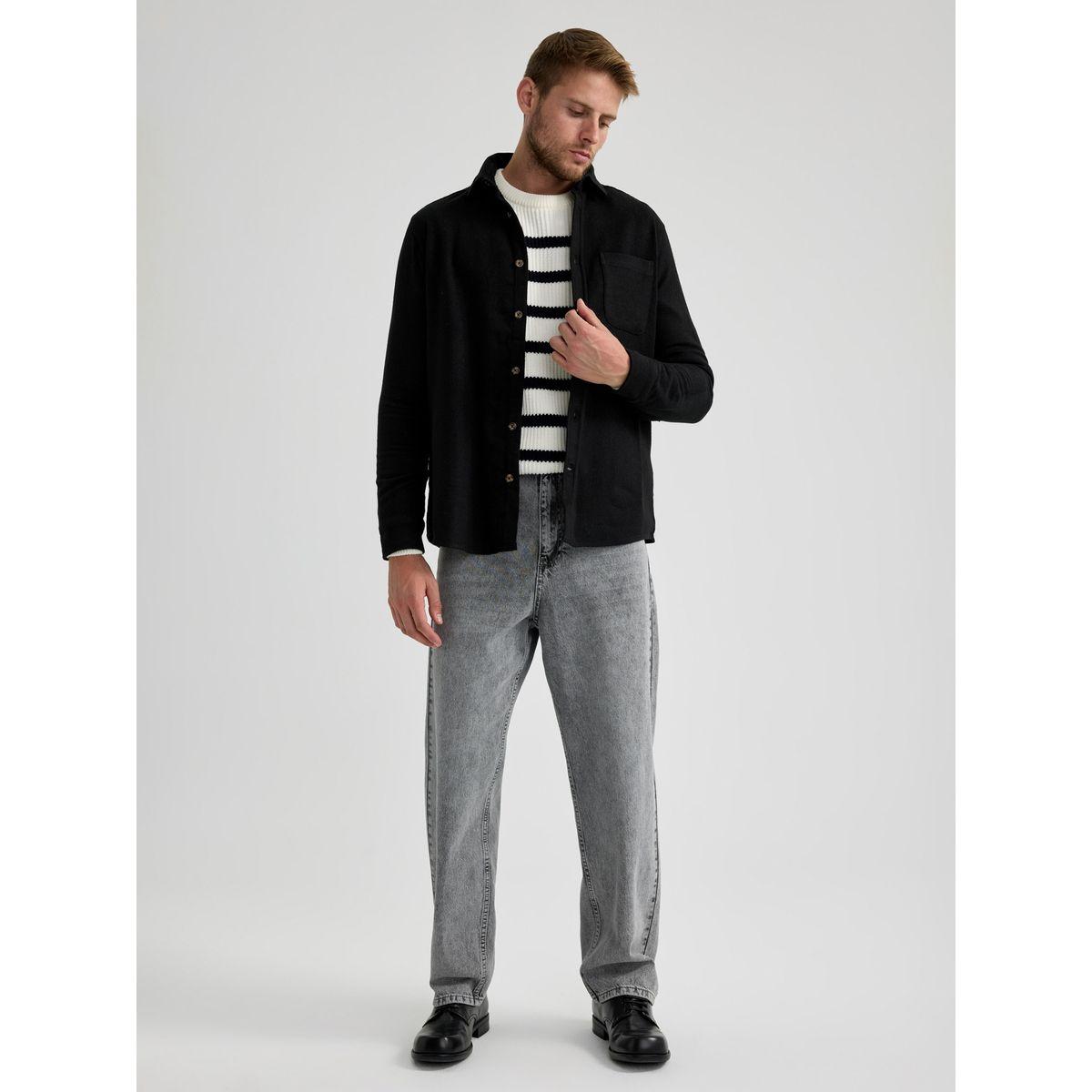 قميص بقصة عادية مع أكمام طويلة ديفاكتو × ستايلي-men-clothing-shirts-image-5