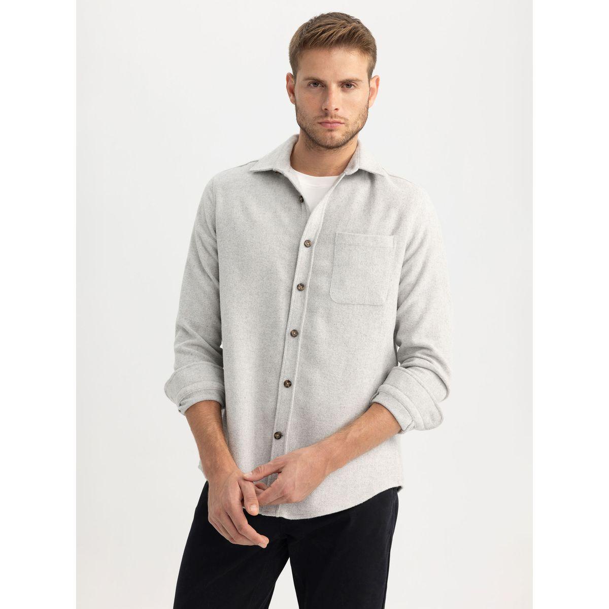 قميص بقصة عادية مع أكمام طويلة ديفاكتو × ستايلي-men-clothing-shirts-image-2