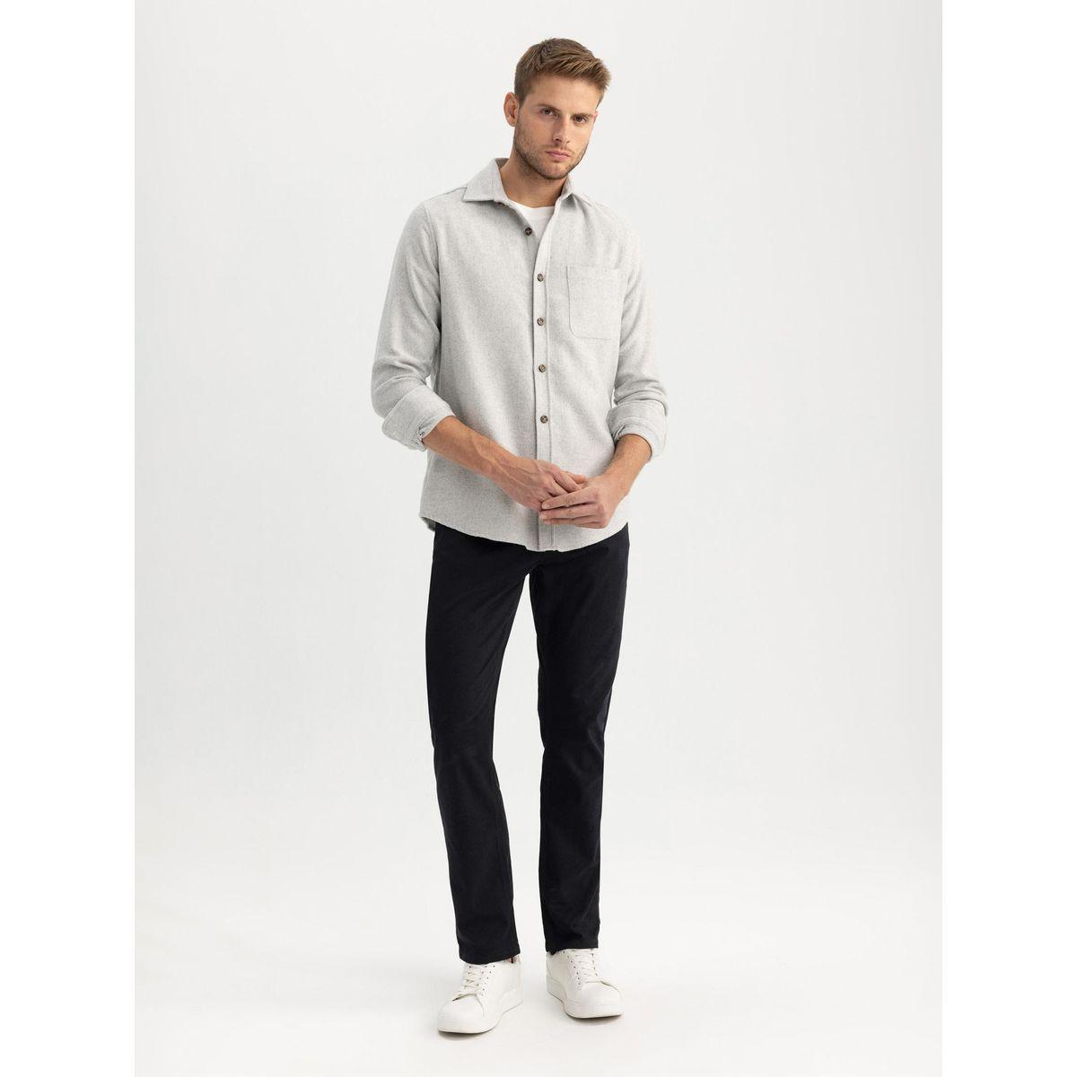 قميص بقصة عادية مع أكمام طويلة ديفاكتو × ستايلي-men-clothing-shirts-image-4