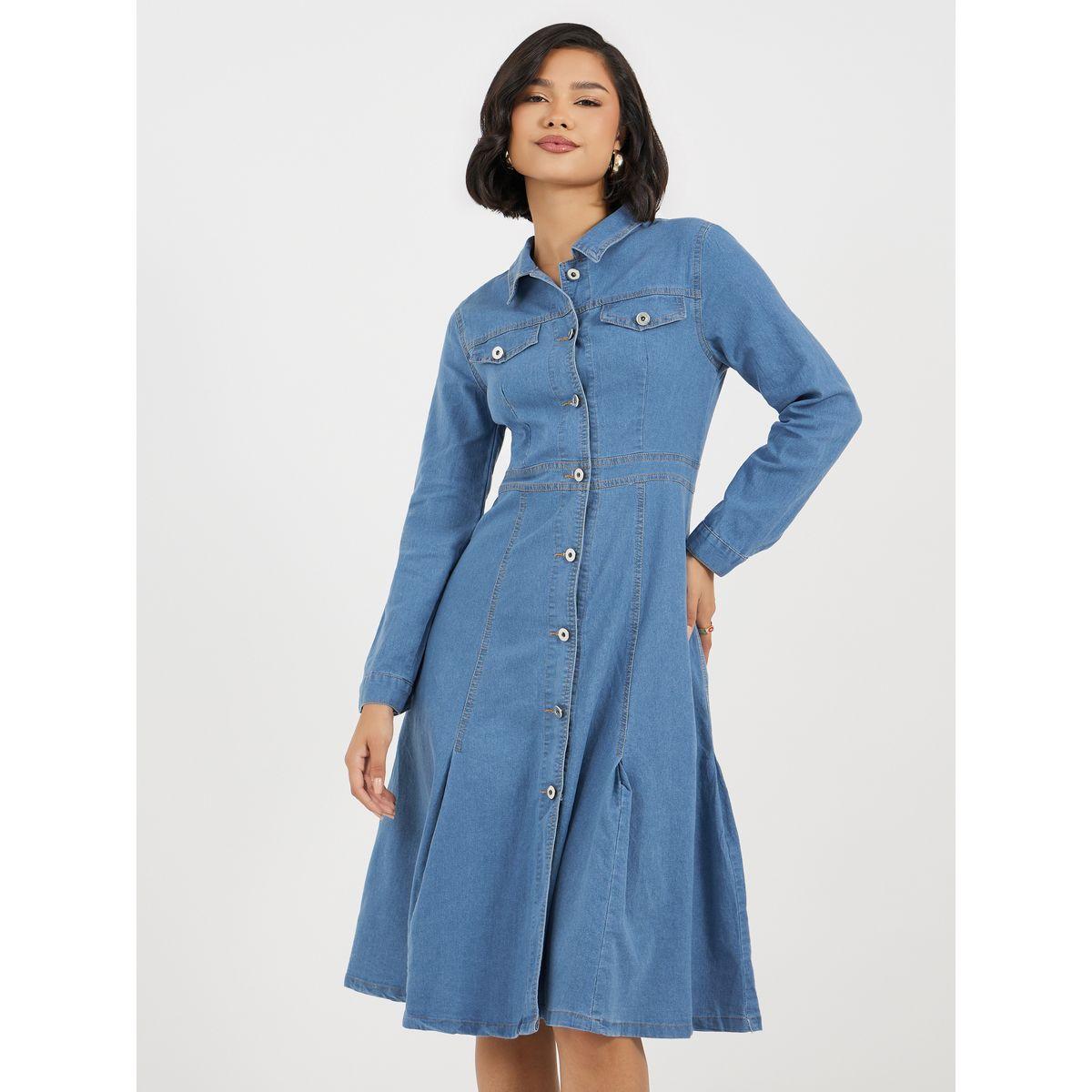Styli Denim Long Sleeves Shirt Midi Dress-women-clothing-dresses-image-2