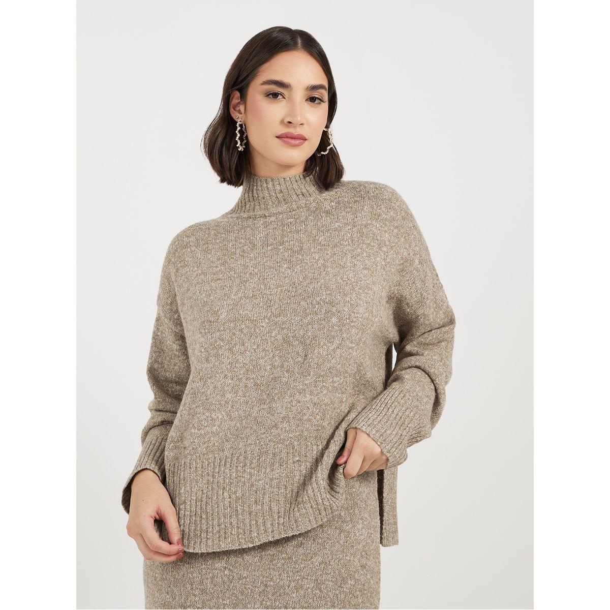 طقم منسق من تنورة ميدي وسويتر محبوك بقصة مريحة-women-clothing-coordsets-image-2