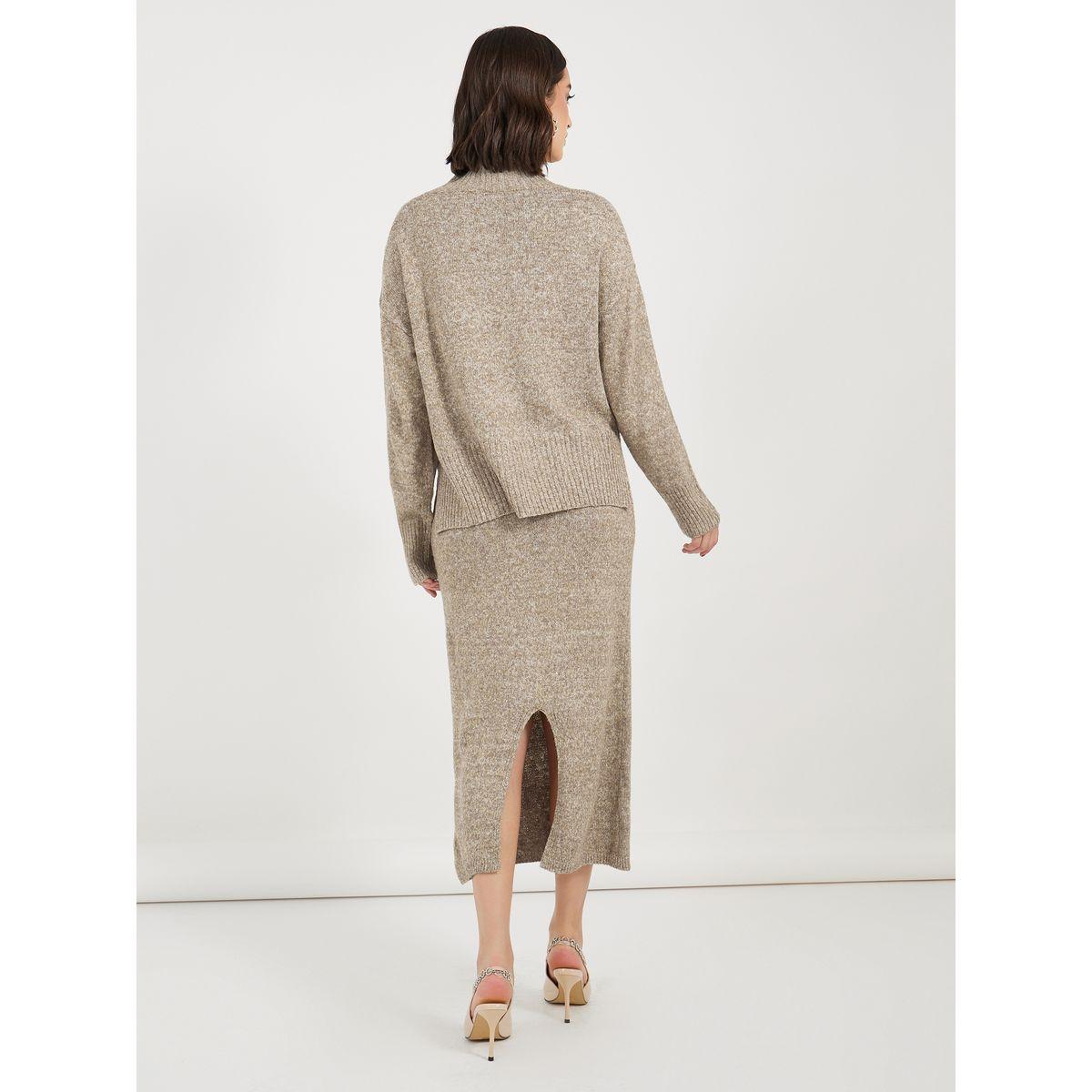طقم منسق من تنورة ميدي وسويتر محبوك بقصة مريحة-women-clothing-coordsets-image-5