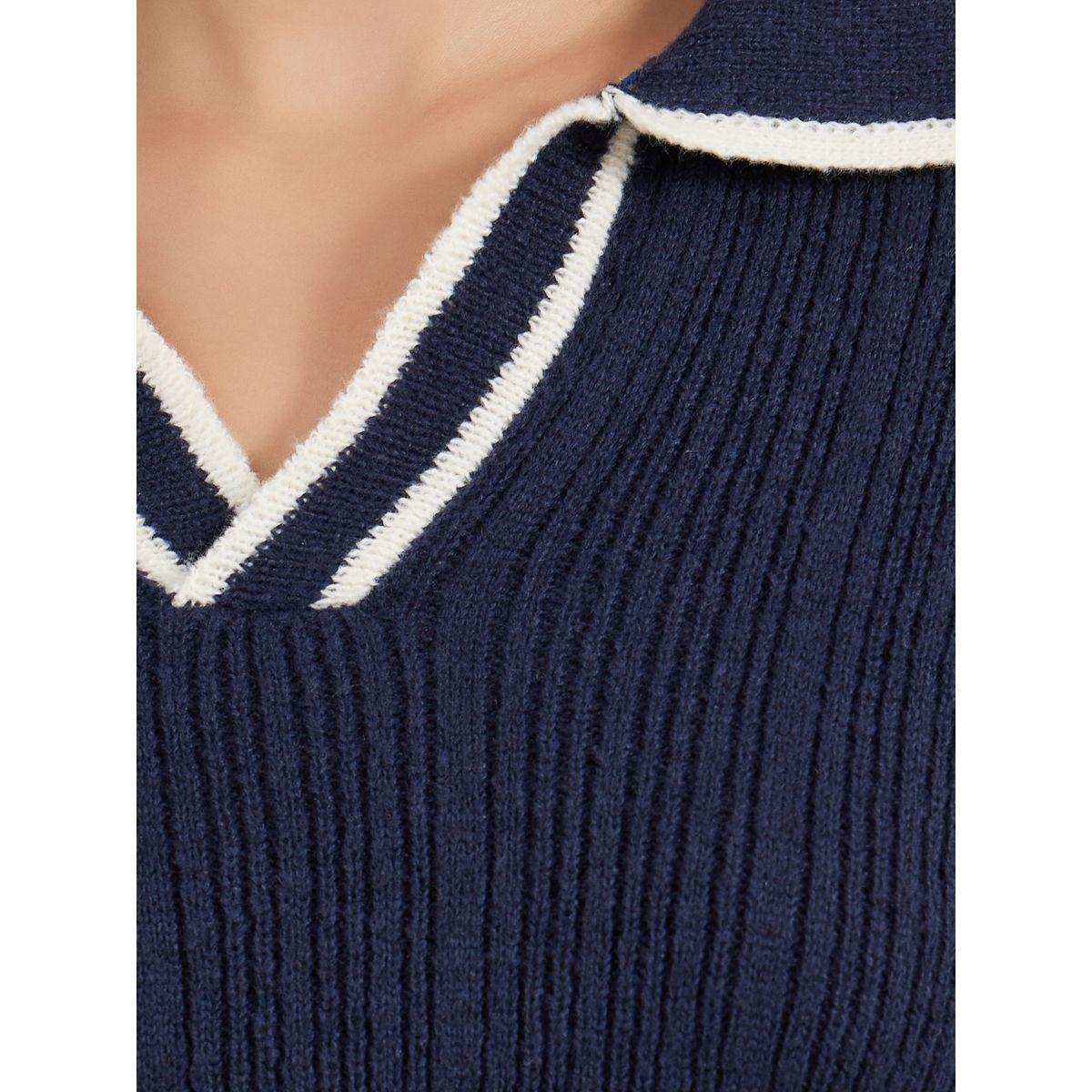 Styli Contrast Piping Detail Knitted Sweater & Wide Leg Pants Co-Ords-women-clothing-coordsets-image-3